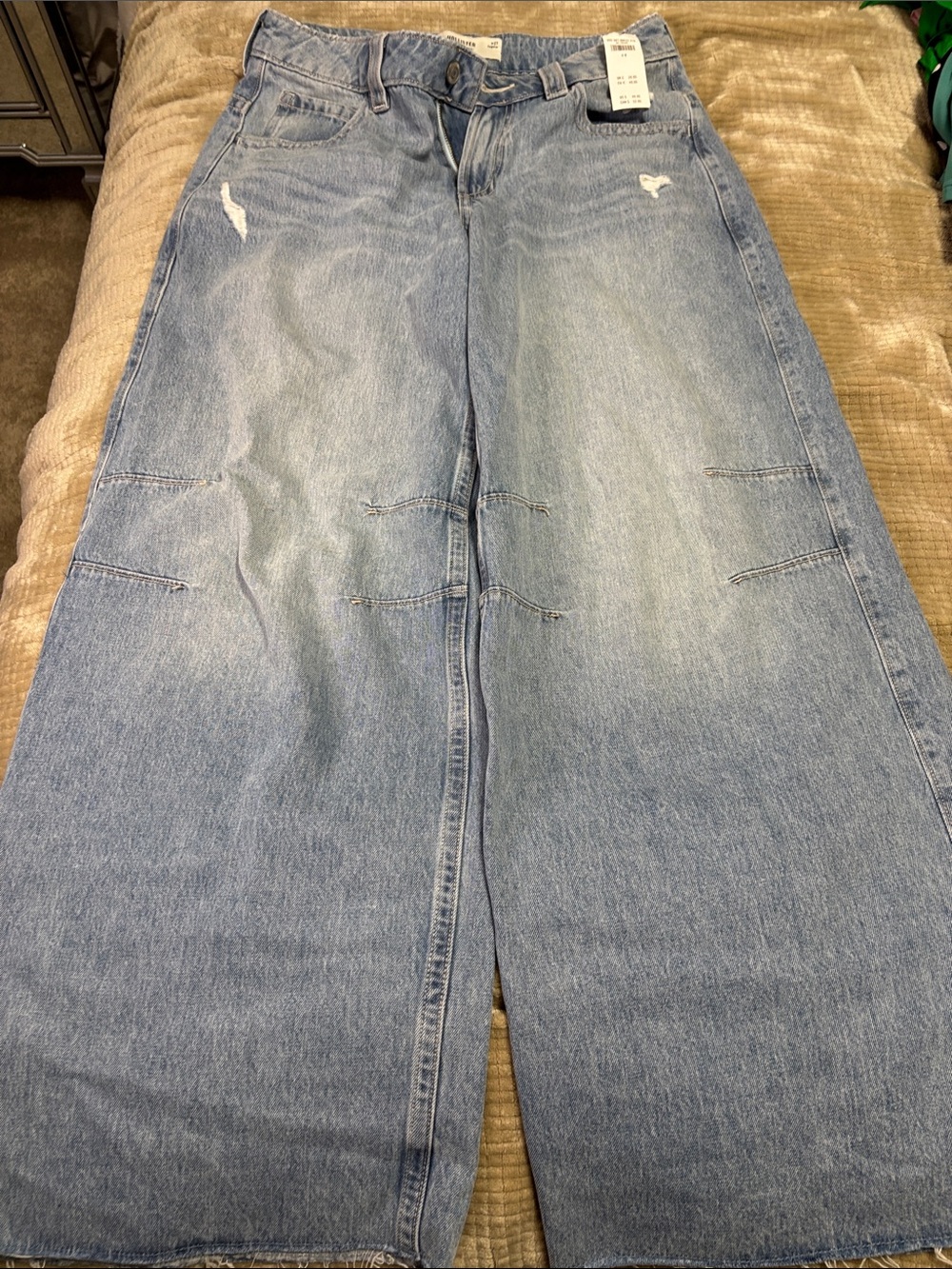 Hollister Light Blue Wide-Leg Women's Jeans Extreme Baggy